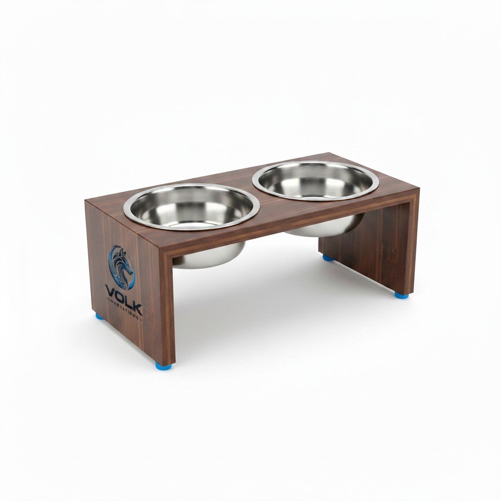 Elevated Bamboo Double Bowl Stand